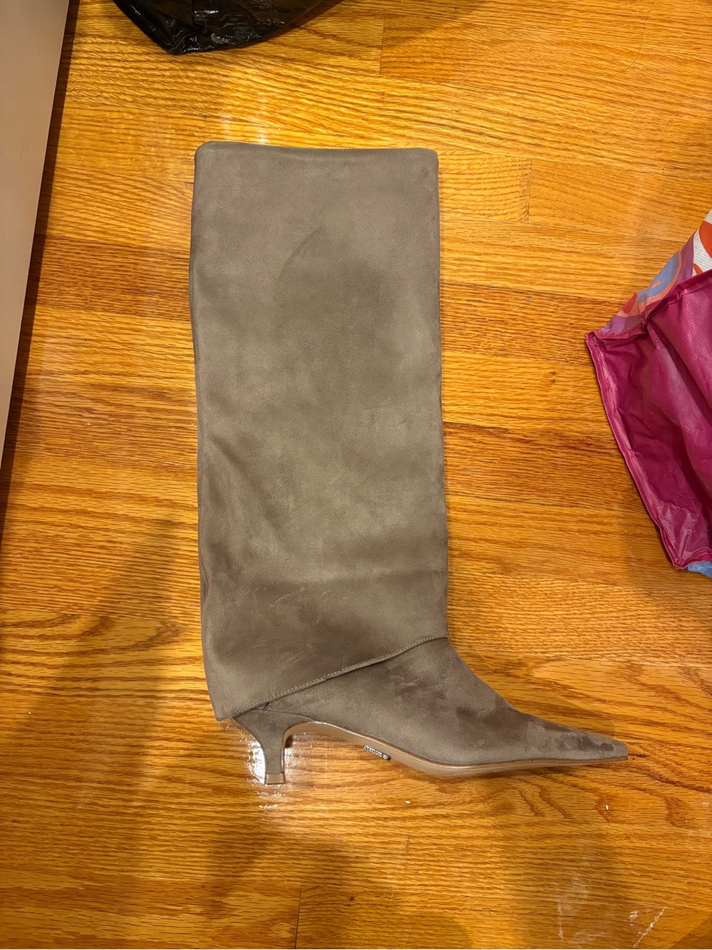 Steve Madden Women’s Tall Pointed-Toe cuff-over Kitten Heel Boot in Taupe